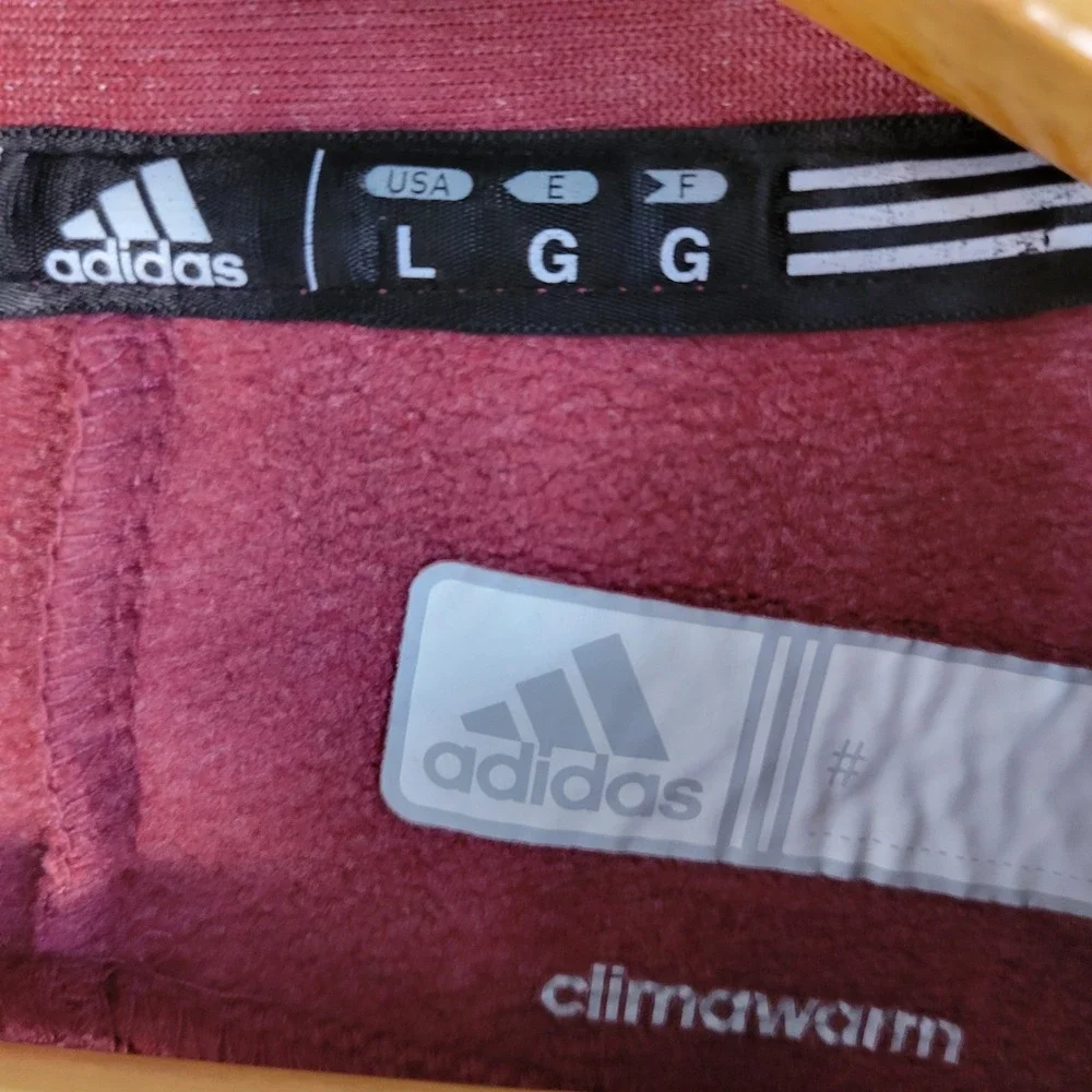 Adidas Climawarm Quarter Zip Pullover Maroon Fleece Lined Jacket Mens Large